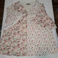 Bloomchic Shirt Dress Womens 16 Pink Floral V Neck Bell Sleeve Button Front