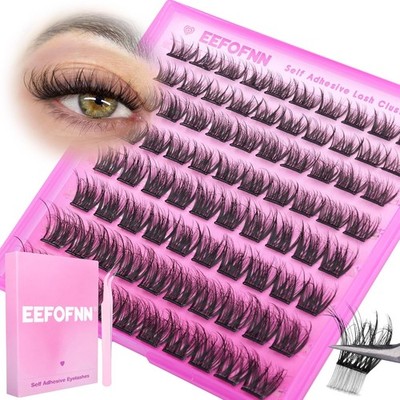 EEFOFNN Self Adhesive Wispy Eyelash Clusters - No Glue Needed, Hypoallergenic