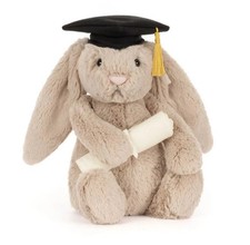 Jellycat Official Authentic Bashful Bunny Graduation Outfit Plush Doll NWT