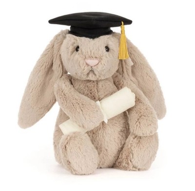 Jellycat Official Authentic Bashful Bunny Graduation Outfit Plush Doll NWT