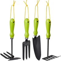 Gartenwerkzeug Set 4-Teilig, Blumenkelle, Kleinrechen, Doppelhacke, Blumengabel,
