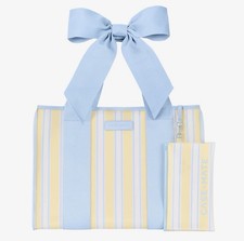 Image of Case-Mate Cabana Stripe Blue Bow Jelly Tote Waterproof Beach Bag Gym Travel NWT