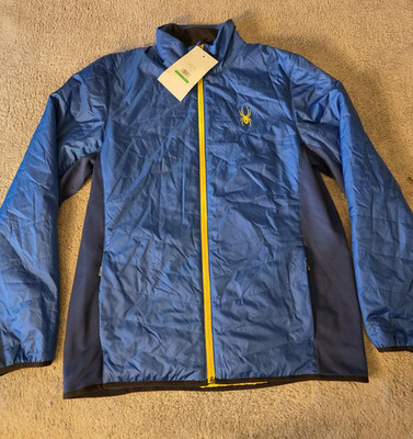 Spyder Mens Large Ski Jacket Blue Hybrid Insulated Full Zip Lightweight Performa