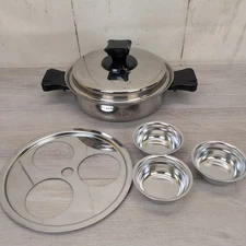 Health Craft 7 Ply Surgical Stainless Steel 3 Egg Poacher Cookware Pan USA Made 