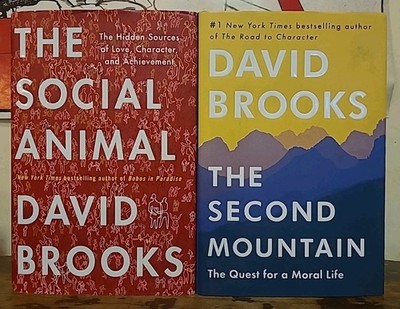 2 David Brooks Social Animal & The Second Mountain Quest Moral Life HC/DJ Books