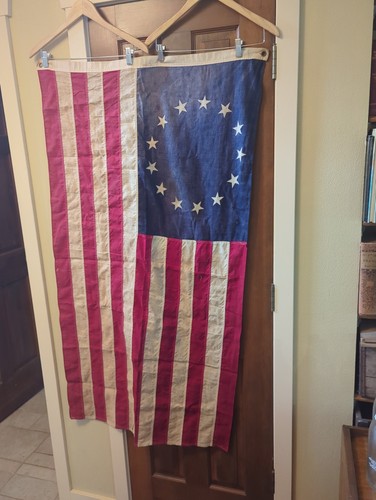 Primitive Cotton Betsy Ross flag 31" x 56.5" Patriotic Americana
