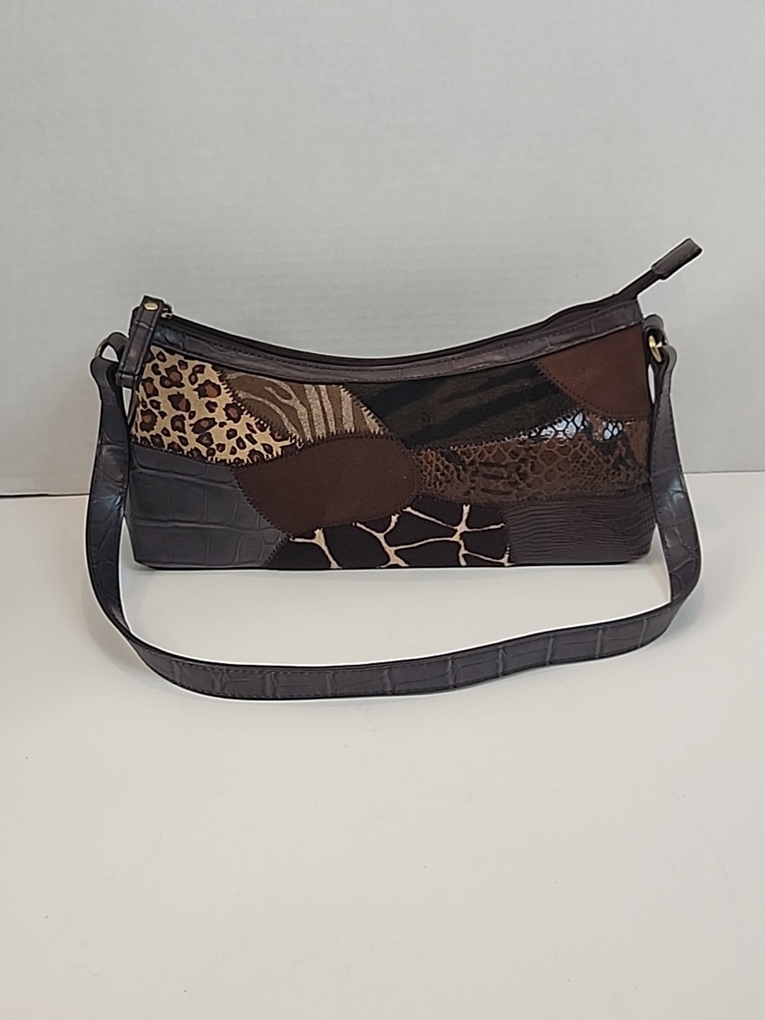 Patchwork Animal Print & Embossed Relic Shoulder … - image 1