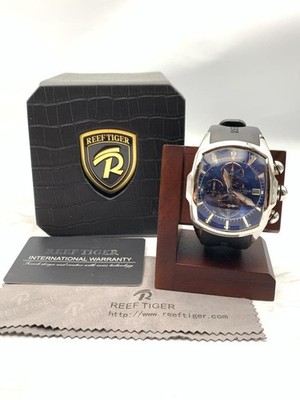 REEF TIGER AURORA RGA3069-T Blue Dial Stainless Steel Rubber Black Belt Watch