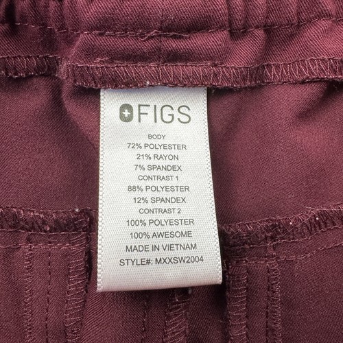 FIGS Scrub Pants Mens M Tansen Burgundy Red Drawstring Jogger Tapered Leg Medic - Picture 10 of 11