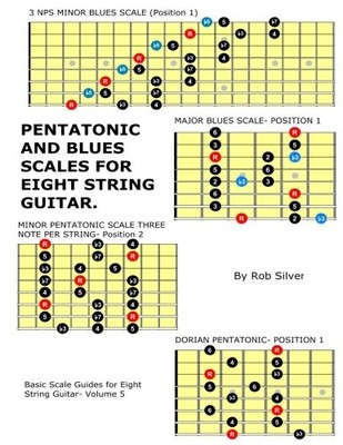PENTATONIC AND BLUES SCALES FOR EIGHT STRING GUITAR (BASIC By Rob Silver **NEW**