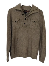 Gap Sweater Mens Size Large Dark Brown Long Sleeve Cotton Wool Blend W/ Pockets
