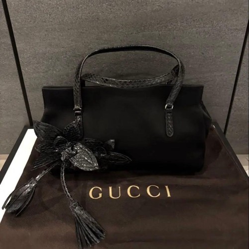 Gucci Handbag 248229 Floral Embossed Design Brown Used
