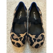 Rothy's Kids Mary Jane Shoes - Black and Brown Leopard Print