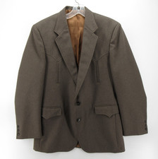 VINTAGE Circle S Sport Coat Men 40 Brown Texas Blazer Western Ranch Rockabilly
