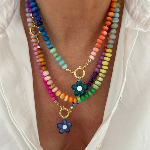 Colorful Flower Pendant Necklace Ocean Style Choker Necklace Jewelry
