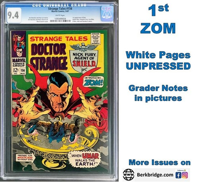 #ad Strange Tales 156 CGC 9.4 White Pages 1967 Marvel Comics Silver Age 1st App KEY $349.00