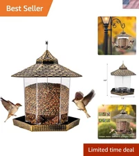 Stylish 2.15 lb Capacity Hanging Bird Feeder - Easy-Refill Design in Bronze