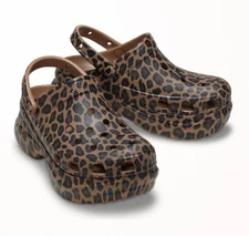 Crocs Women's Bae Animal Clogs Sepia/Leopard US Sizes 5 6 7 8