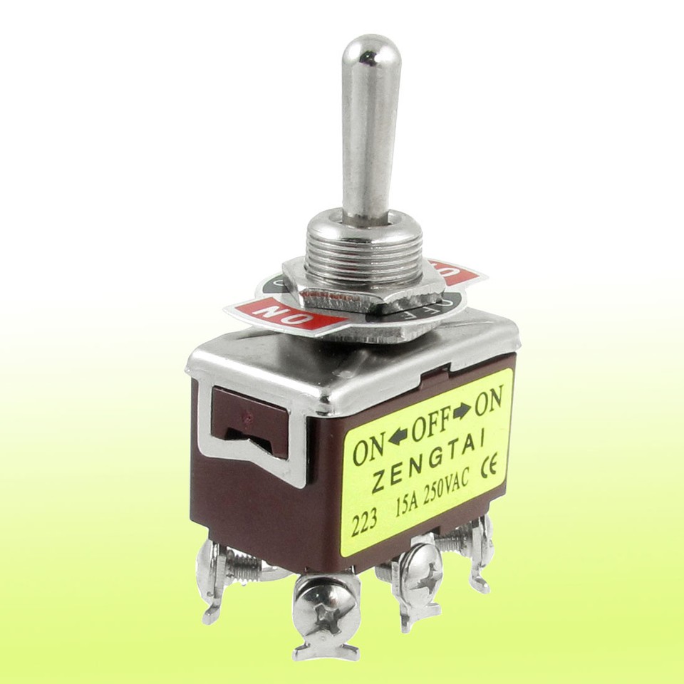 AC 250V 15A Amps on-off-on 3 Way 6 Screw Terminals Momentary DPDT ...
