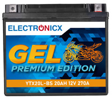 Electronicx YTX20L-BS GEL Motorcycle Battery 12V 20Ah - High Capacity Battery for 