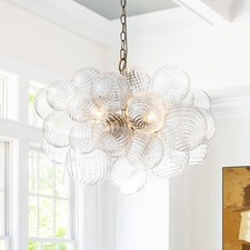 Bubble Ball Glass Chandelier 3-Light Pendant Light Fixtures Gold For Living Room