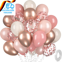 Luftballons Rosegold Retro Rosa, 30 StüCk Altrosa Weiss Luftballon Set, Metallic