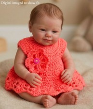 Handmade Crochet Preemie Baby Dress / Silicon Doll Dress L-9.5"