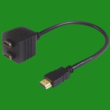 HDMI Splitter Lead 1x Male HDMI Input 2x Female Output 1080p FHD