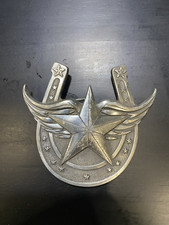 WINGED STAR  HORSESHOE PEWTER BELT BUCKLE Great American Buckle Co. 4636