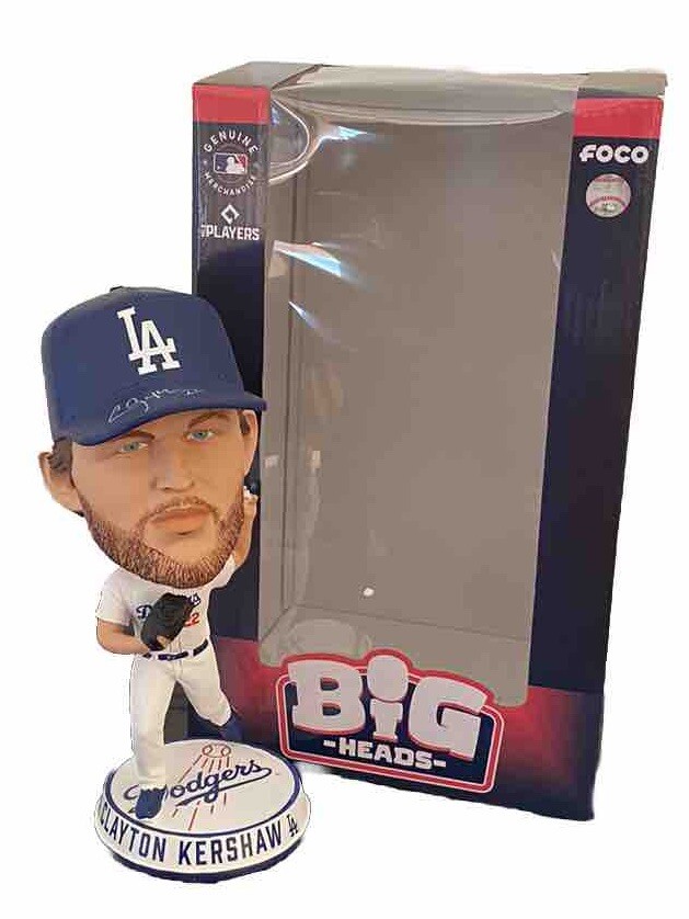 Clayton Kershaw Autographed Signed Los Angeles Dodgers Dodgers FOCO Big Head Bobblehead Beckett ITP 
