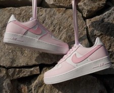Pastel Light Pink Custom Air Force 1 White Shoes Women's Kid's Men's All Sizes