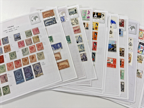 Gibraltar stamp collection on 39 album pages