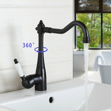 Black 360  Swivel Bathroom Sink Faucet Mixer Taps Single Handle Hot Cold