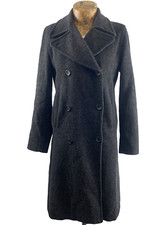 Kookai Coat Jacket 36 8 Grey Wool Alpaca Mohair Blend Pea Midi Long Smart Casual