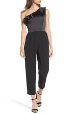 Maggy London One Shoulder Black Jumpsuit 4 Dress 189 New