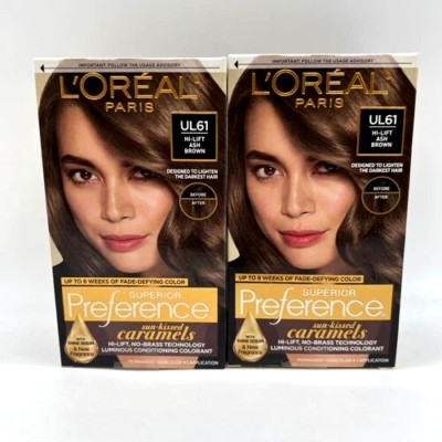 L'Oreal Superior Preference Permanent Hair Color UL61 Hi-Lift Ash Brown 2 Pack