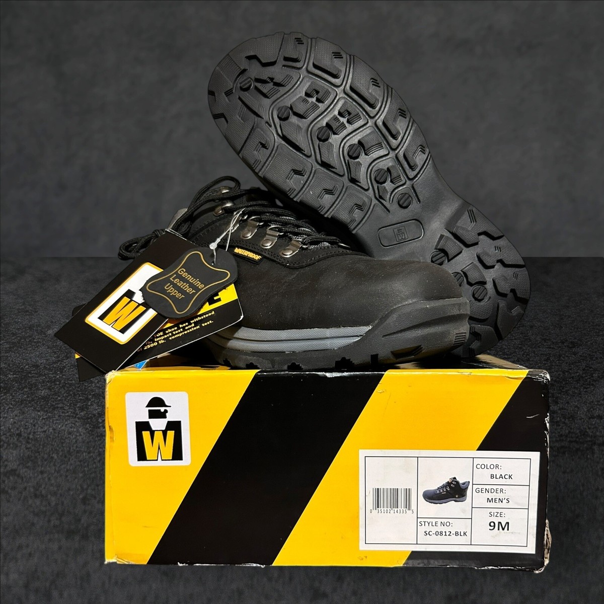 Work Master Black Waterproof Steel Toe Boots Men display picture 1