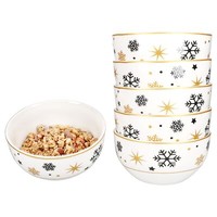 6X Stars Schwarz & Gold MüSlischale 450Ml Steingut Dessert-Bowl Weihnachten