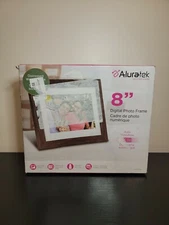 Aluratek 8” Distressed Wood Digital Photo Frame with Auto Slideshow, 1024 x 7...