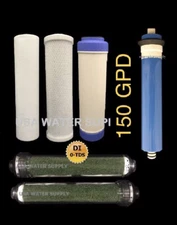REVERSE OSMOSIS RO/DI 7 FILTERS/MEMBRANE REPLACEMENT 6 PC Set - 150 GPD Membrane