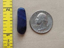 GENUINE BEACH SEA GLASS SURF TUMBLED DARK SLAG SOLID BLUE FROSTED PENDANT R2