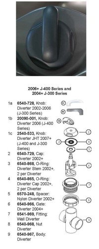 Jacuzzi® Spa diverter valve wall fitting gray -Part no. 6541-969 - Imagen 2 de 2