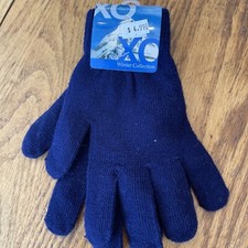 Women  s CO Winter Collection Gloves Knitted Warm Fingered 100 Acrylic Dark Blu