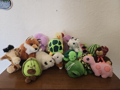 Collection Of Mini Plush Animals Stuffies Fox Giraffe Dinosaur And More   