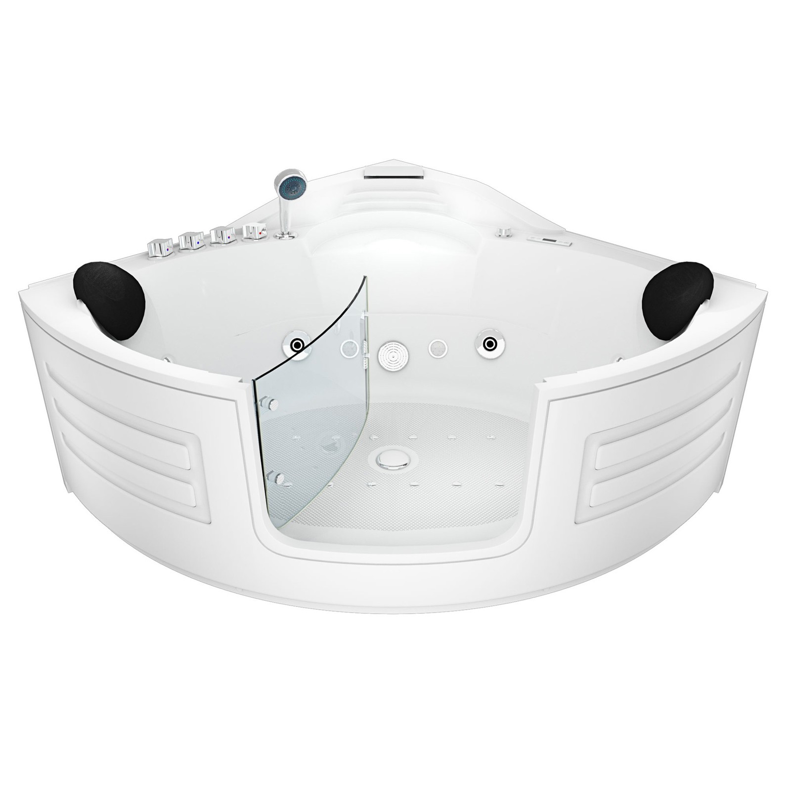 Bañera de hidromasaje AcquaVapore bañera de hidromasaje bañera de esquina W70 150x150 cm con puerta