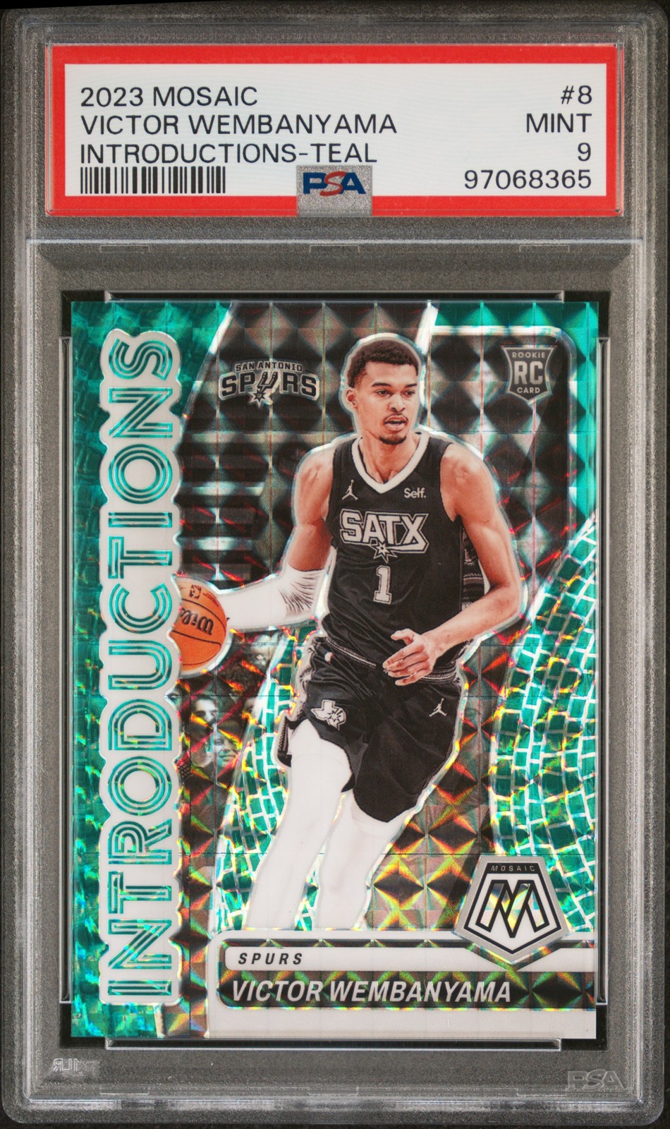 2023 PANINI MOSAIC INTRODUCTIONS TEAL #8 VICTOR WEMBANYAMA 2/75 PSA 9