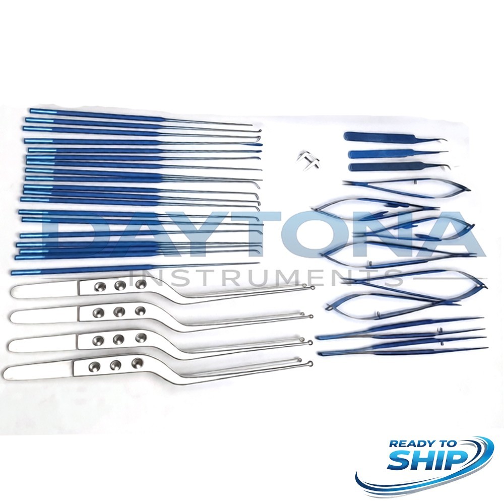 Micro surgery instruments set Neuro Surgical Titanium coated