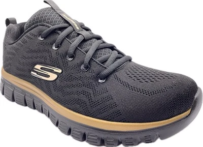 Skechers Damen Graceful Get Connected Schwarz Gold Sneaker Schuhe Sportschuhe