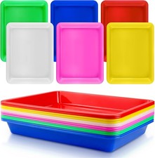 Bercoor 12 Pack Plastic Art Trays, 6 Colors Activity Crafts Tray Multicolor