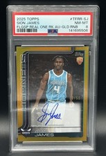 Sion James 2025 Topps Flagship  /50 Auto True Gold RC Hornets #TFRR-SJ On Card